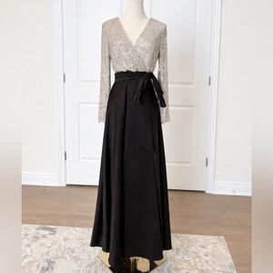 XSCAPE Sequin Evening Gown Black Silver | Brand New | Size 8P Petite